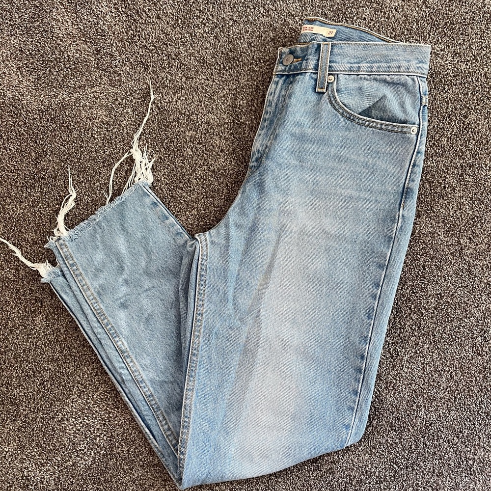 Levi's High Rise Light Blue Frayed Hem Jeans